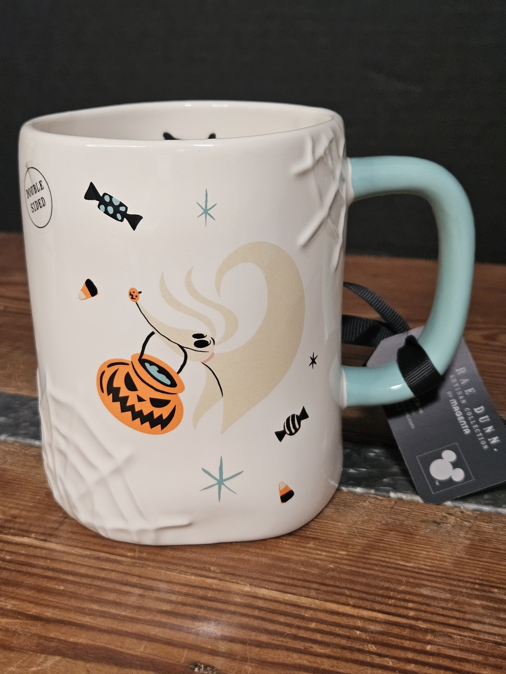 Blue Handle Halloween Ghost Ceramic Mug - Rae Dunn